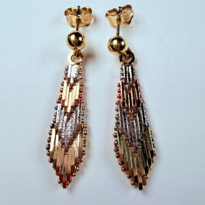 TriColor Yellow Gold & Rose Gold Vermeil Sterling Silver 925 Earrings Italy